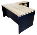 Escritorio en L color maple con gris con faldón y pasacables AJN Furniture™                                                         Medidas: 160cm largo x 160cm ancho x 75cm alto