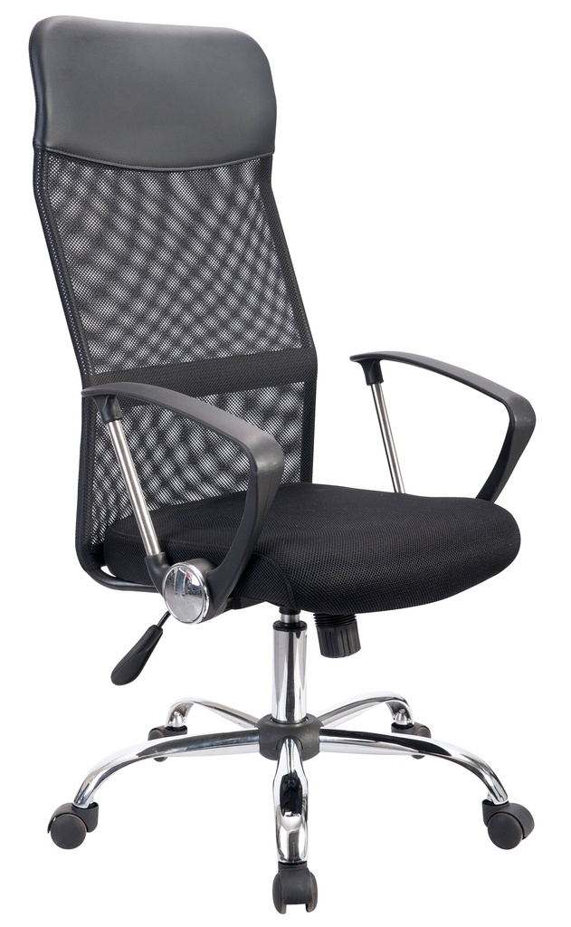 Silla Secretarial respaldo en malla con brazos.