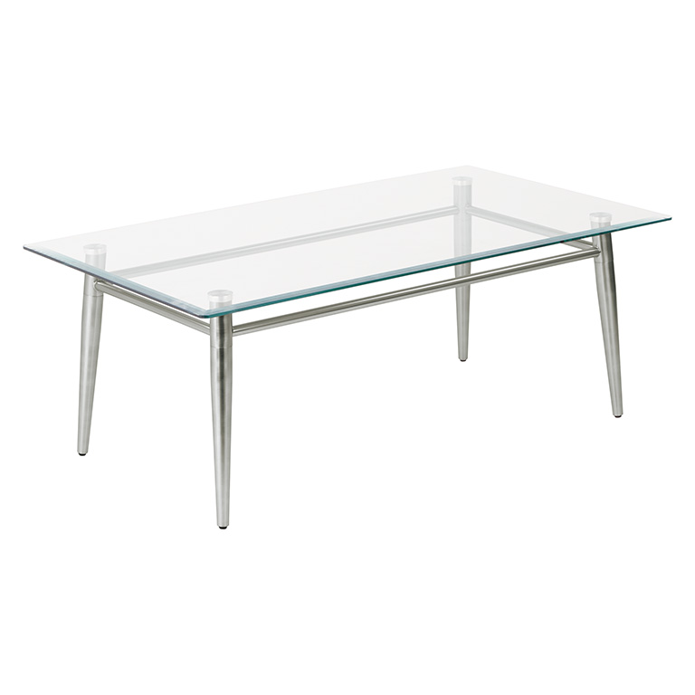 Mesa de centro rectangular Brooklyn cubierta de vidrio medidas de 42”x 24”x17”