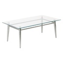 Mesa de centro rectangular Brooklyn cubierta de vidrio medidas de 42”x 24”x17”