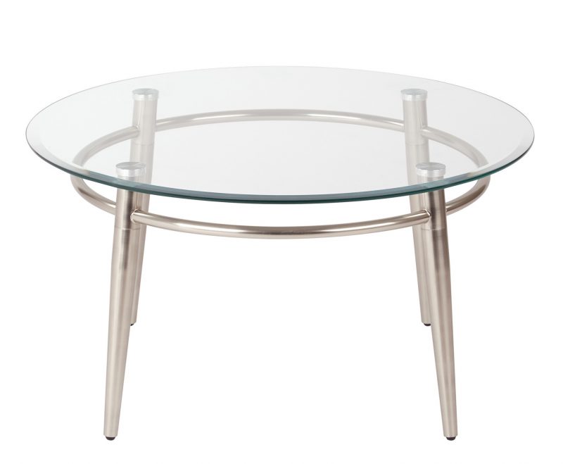 Mesa de centro Circular Brooklyn cubierta de vidrio medidas de 30”x30”x16”