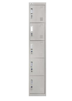 [CC-L-B5]Locker metalico de 5 puertas, 73" Alto x 17.7" profundidad x 15" ancho con ranuras de circulacion de aire con sistema de llave color crema linea AJN Furniture.