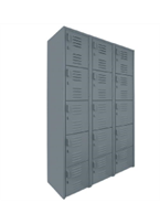 [CC-L3-ECO15]Combo locker metalico de 15 puertas 73" Alto x 15" profundidad x 36" ancho con ranuras de circulacion de aire sistema de portacadado color GRIS linea AJN.