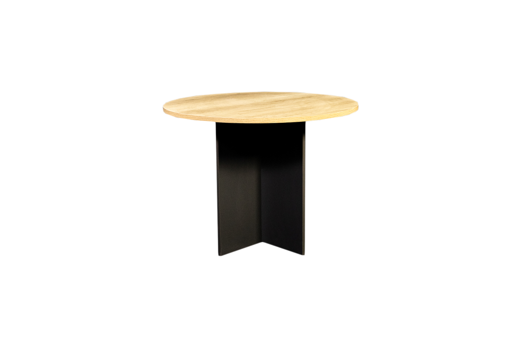Mesa sala de juntas en color maple con gris AJN Furniture™ Medidas: 90cm diámetro x 75cm alto