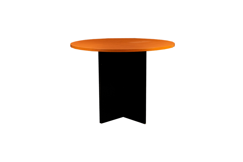 Mesa sala de juntas en color cherry con negro AJN Furniture™ Medidas: 90cm diámetro x 45cm alto