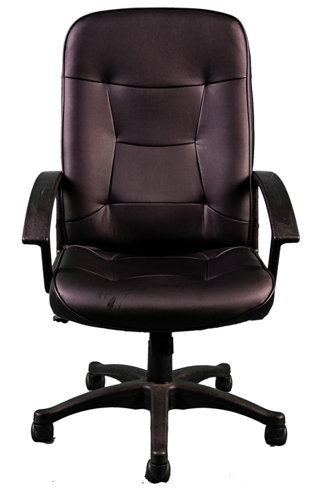 Silla ejecutiva color negro en vinilpiel, respaldo alto con regulador de tension, brazos fijos, asiento de altura ajustable AJN Furniture™