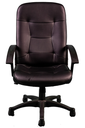 Silla ejecutiva color negro en vinilpiel, respaldo alto con regulador de tension, brazos fijos, asiento de altura ajustable AJN Furniture™