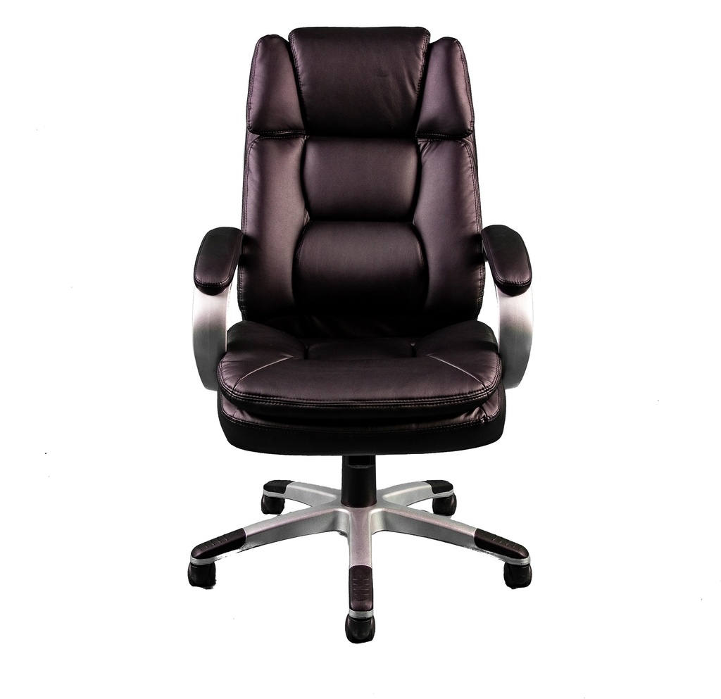 Silla ejecutiva color negro con doble respaldo alto, brazos tipo loop y mecanismo para inclinación en vinilpiel AJN Furniture™
