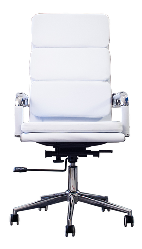 [NF-6601H-WT] Silla Ejecutiva con Brazos en vinilpiel blanco linea AJN Furniture™