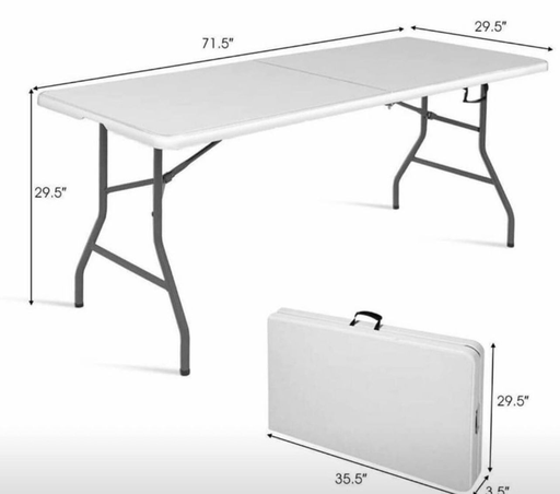 [MPL-01] [MPL-01]Mesa plegable color blanco de 6ft x 30” 