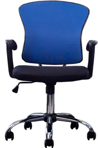 [NF-818ABLACK-BLUE] Silla Secretarial color negro con azul con brazos en malla AJN Furniture™ 