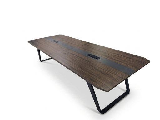 [OZ-2605-28] Mesa de juntas color nogal americano Medidas:  241cm largo x 130cm ancho x 75cm alto