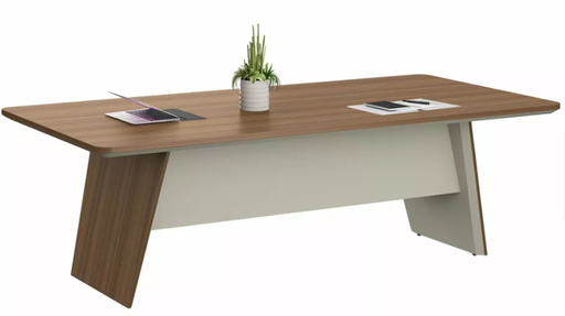[DG15-C0124] [DG15-C0124]Mesa de sala de juntas rectangular color Australian oak/ash gray medidas de 95” x 48” x 29.5” para 6 o 8 personas