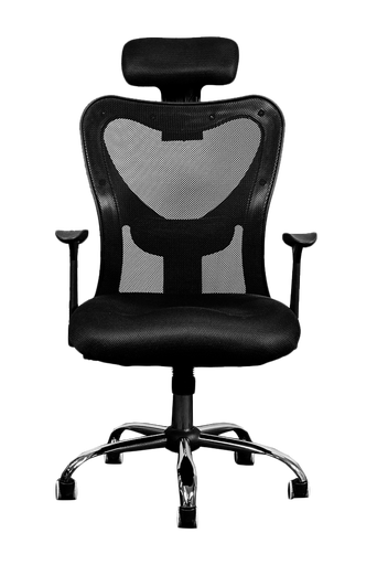 [YJ6607] Silla Ejecutiva [YJ6607] con Brazos en vinil en malla negro. 