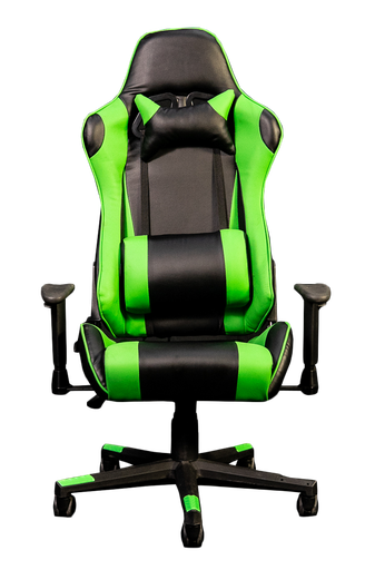 [S-156] Silla Gamer color negro con verde con brazos de altura ajustable AJN Furniture™ 