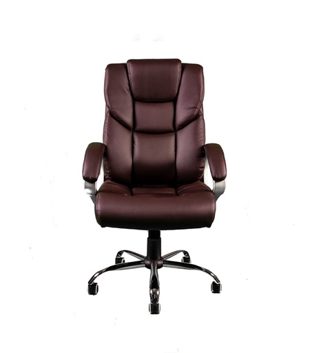 [NF-6611BK] Silla ejecutiva color negro en vinilpiel, respaldo alto con regulador de tensión, brazos fijos acolchonados AJN Furniture™ 