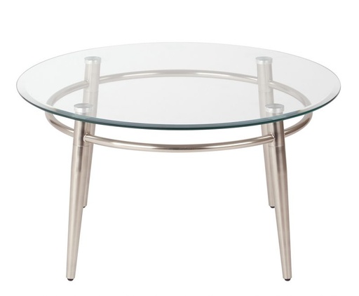 [MG1230R-NB] Mesa de centro Circular Brooklyn cubierta de vidrio medidas de 30”x30”x16”