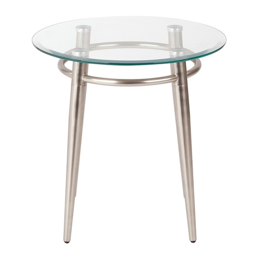 [MG0920R-NB] Mesa esquinera redonda Brooklyn cubierta de vidrio medidas de 20”x 20”x 20”