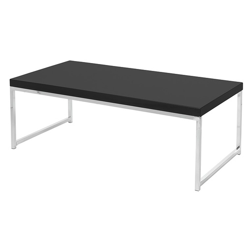 [WST12-BLK] Mesa de centro wallstreet con marco cromado Cubierta en color negro en melamina  medidas de 44” x 22” x 15” 