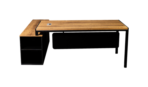 [OZ-SL-113CR] Escritorio ejecutivo Slimline color cafe roble con negro y retorno AJN Furniture™                                                                   Medidas: 160cm largo x 80cm ancho x 75cm alto Retorno: 160cm largo x 40cm ancho x 63cm alto