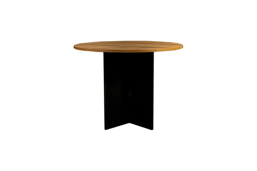 [OZ1344-10CR] Mesa sala de juntas en color café roble con negro AJN Furniture™ Medidas: 90cm diámetro x 45cm alto