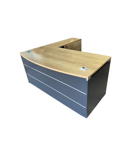 [OZ13EX03B] [OZ13EX03B]Escritorio ejecutivo con dimensiones de 70" frente x 31 "x 29.5" cms , retorno dimensiones de 30" largo x 29.5"alto Fondo 15" color gris Marca AJN
