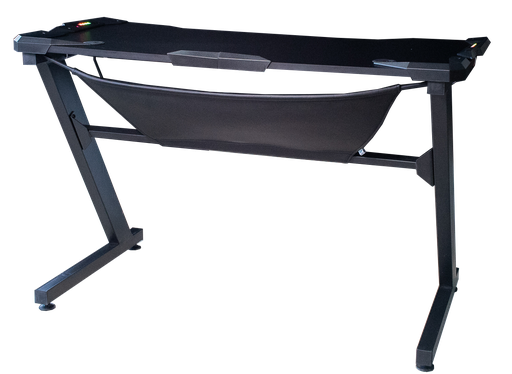 [HJ-8001-1175] Escritorio gamer color negro mate cubierta 18mm en fibra de carbono, faldón y luces led AJN Furniture™                 Medidas: 120cm largo x 60cm ancho x 75cm alto