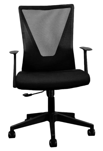 [HT-7068BEXBK] Silla Secretarial respaldo en malla con brazos.