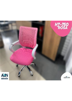 [HT-750BPK] [HT-750BPK]Silla semiejecutiva en malla color rosa para ventilacion y frescura y asiento en tela color rosa, descansabrazos en color blanco, con base tipo estrella cromada con 5 ruedas marca AJN Furniture.