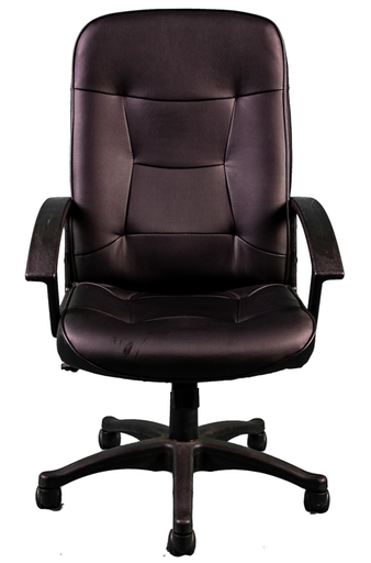 [NF-3044] Silla ejecutiva color negro en vinilpiel, respaldo alto con regulador de tension, brazos fijos, asiento de altura ajustable AJN Furniture™