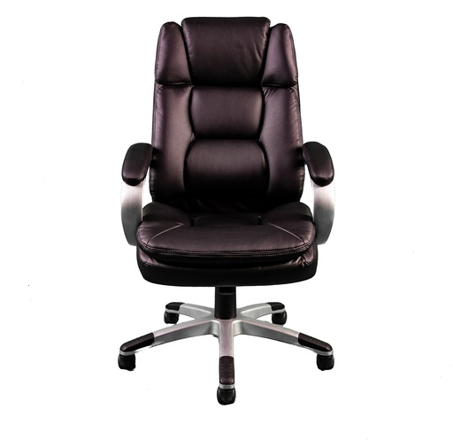 [NF-3256] Silla ejecutiva color negro con doble respaldo alto, brazos tipo loop y mecanismo para inclinación en vinilpiel AJN Furniture™